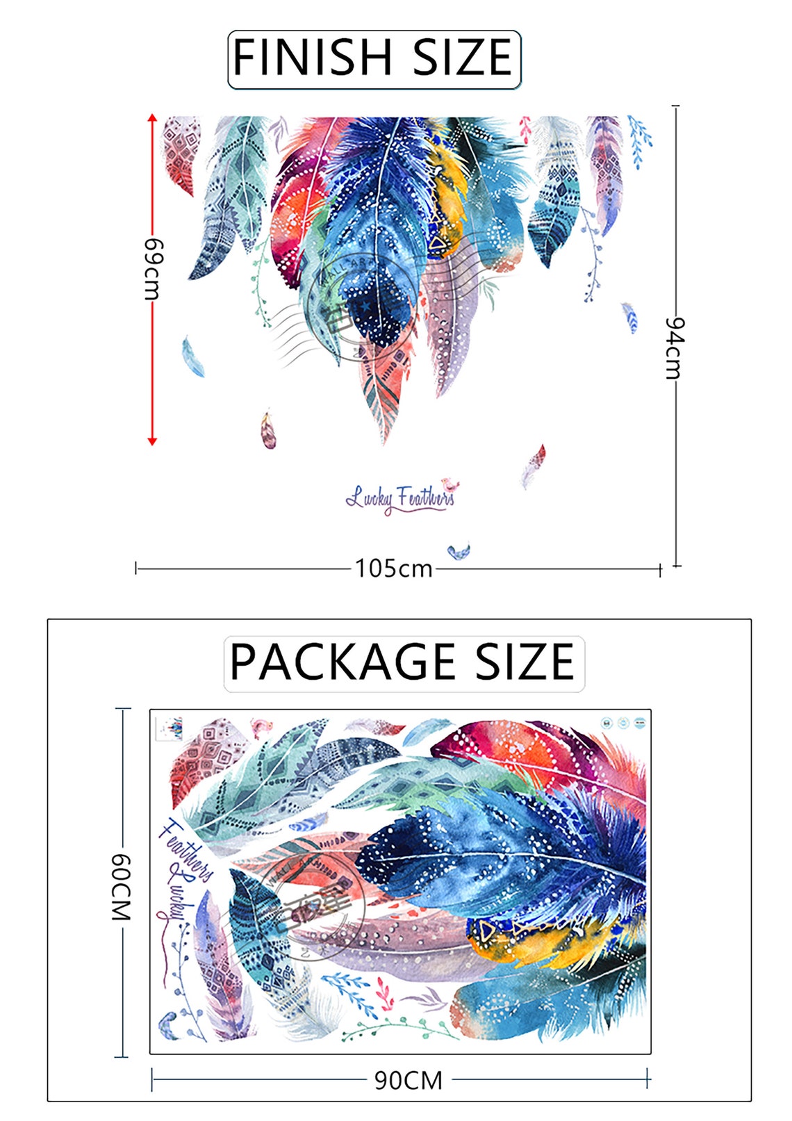 Feather Creative Wall Sticker Painting Bedroom Wallpaper Etsy