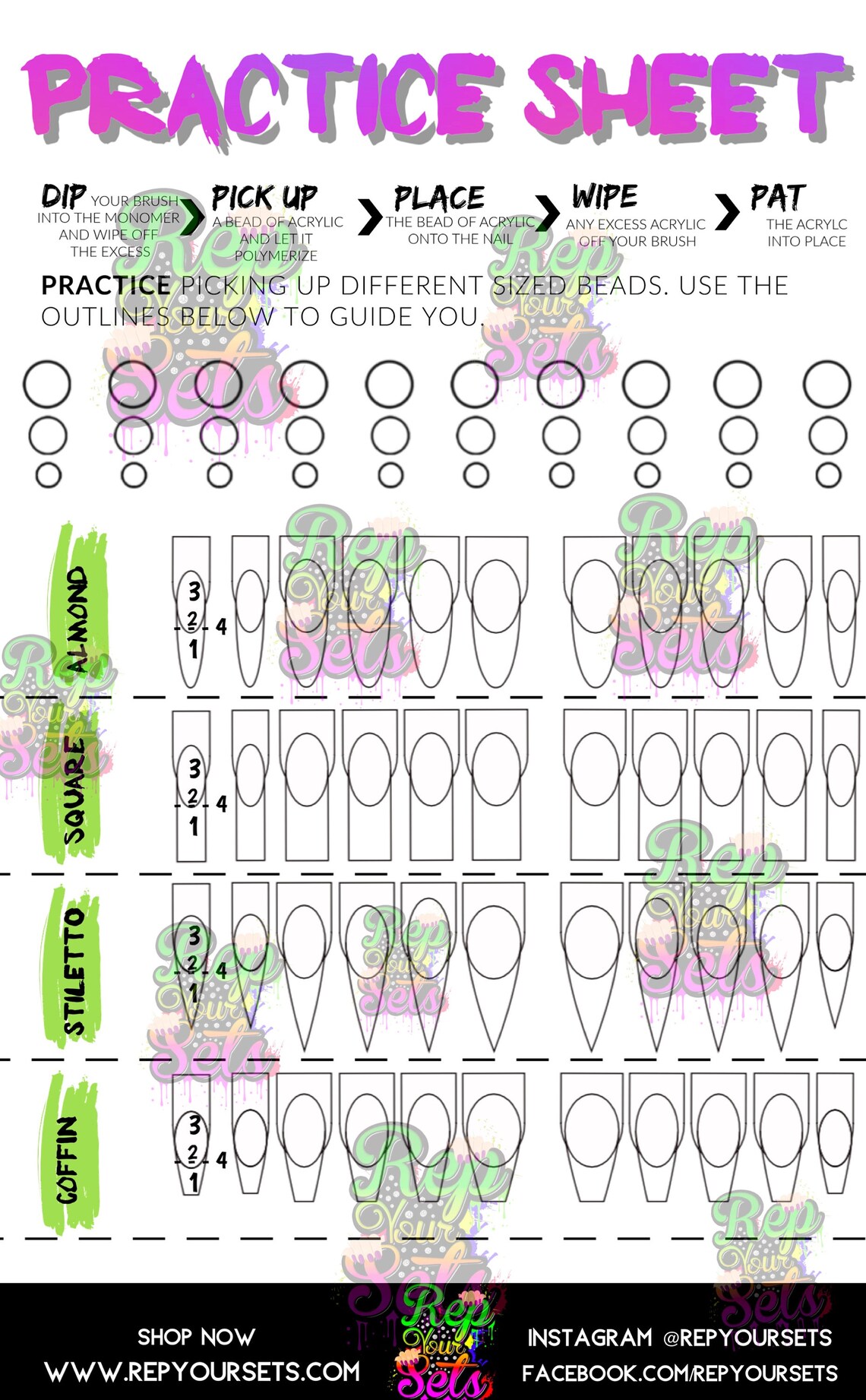 ACRYLIc BEAD PRACTICE SHEET Etsy