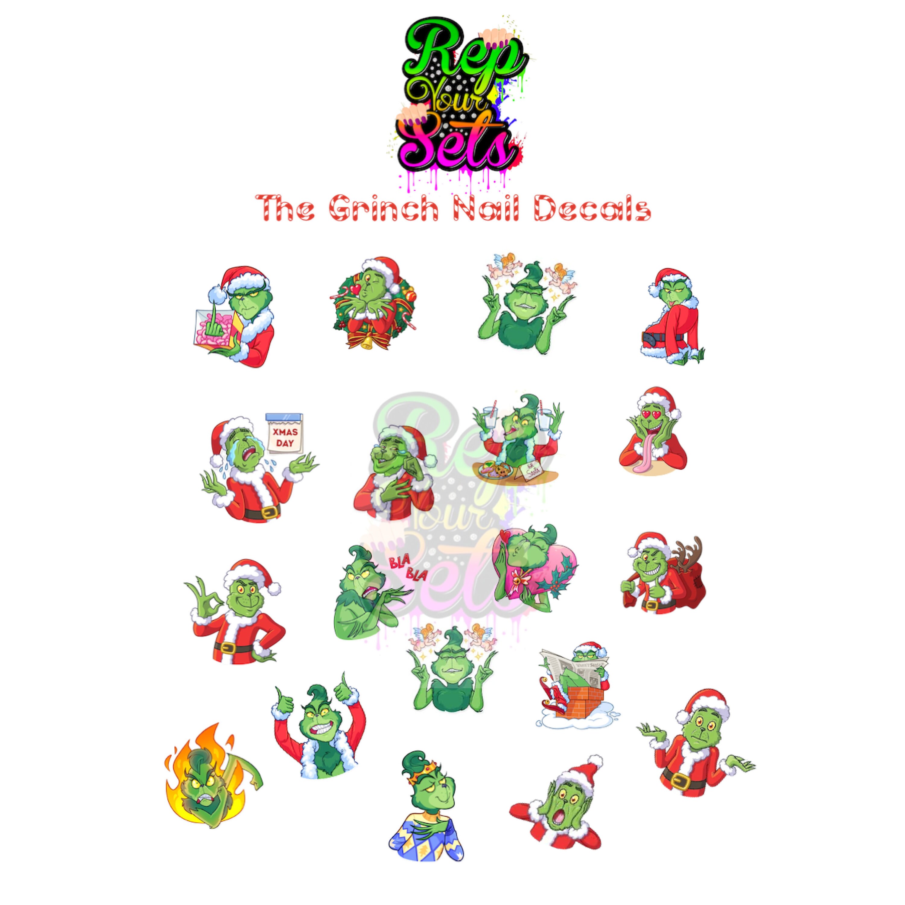 GRINCH NAIL DECALS Etsy