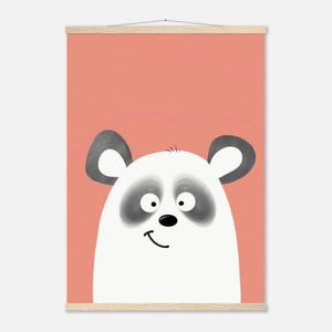 Impression Smiley Panda – Jolie oeuvre d'art murale minimaliste pour chambre d'enfant