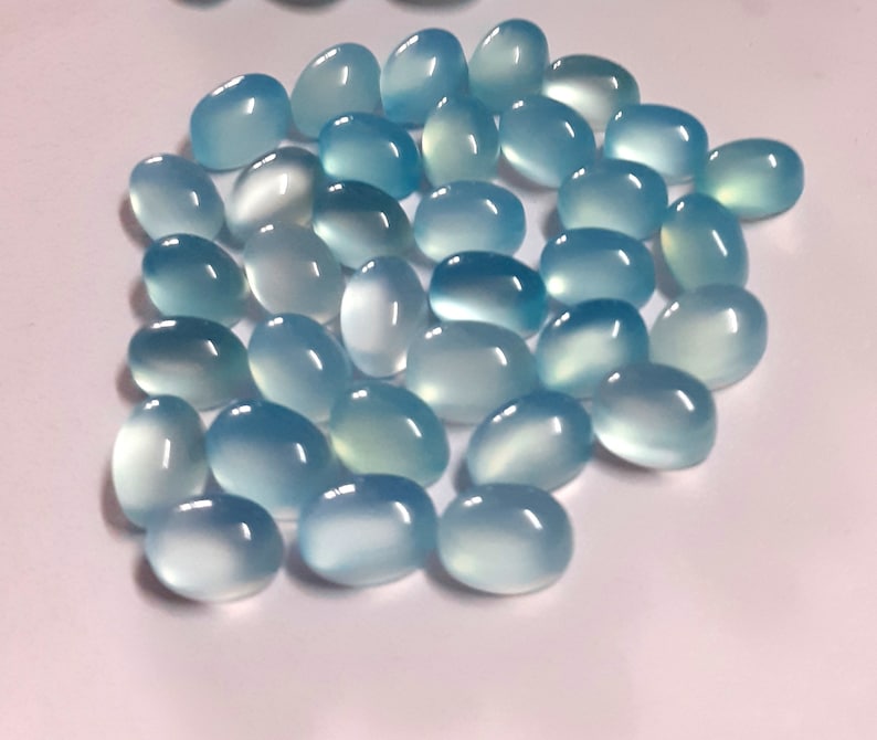 Blue Chalcedony Cabochon,Oval Shape 8x109x1110x14mm Chalcedony Smooth Cut Gemstone,Blue Chalcedony Calibrated Gemstone