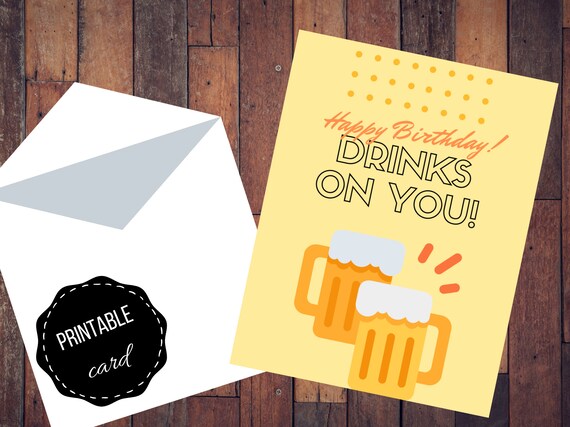 Printable Birthday Card Instant Download PDF Beer Birthday | Etsy