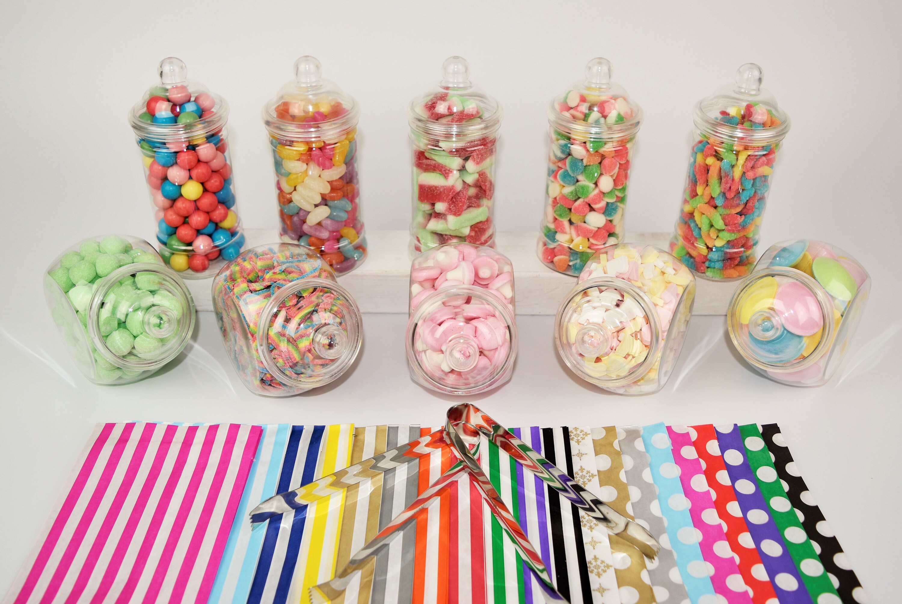 10 Jar Small Plastic Candy Jar Kit 2 x Tongs 50 x Etsy