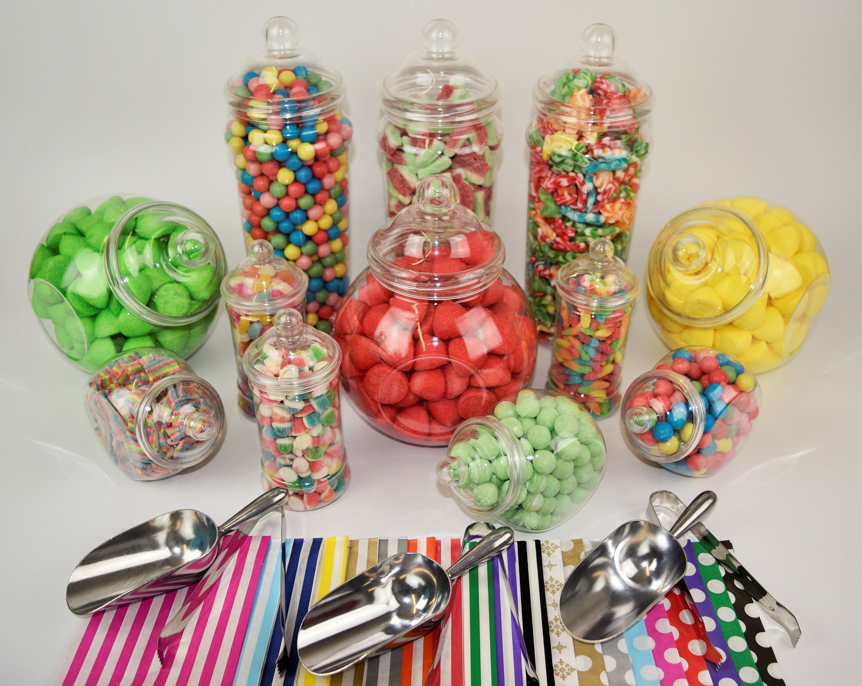 12 Jar Variety Plastic Candy Jar Sweet Kit 3 x Tongs 3 x Etsy