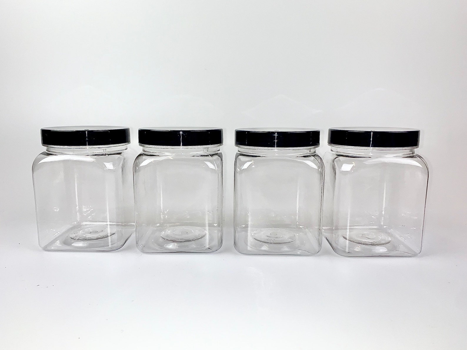 4 x Square 450ml Plastic Storage Jars Kitchen/Garage Etsy