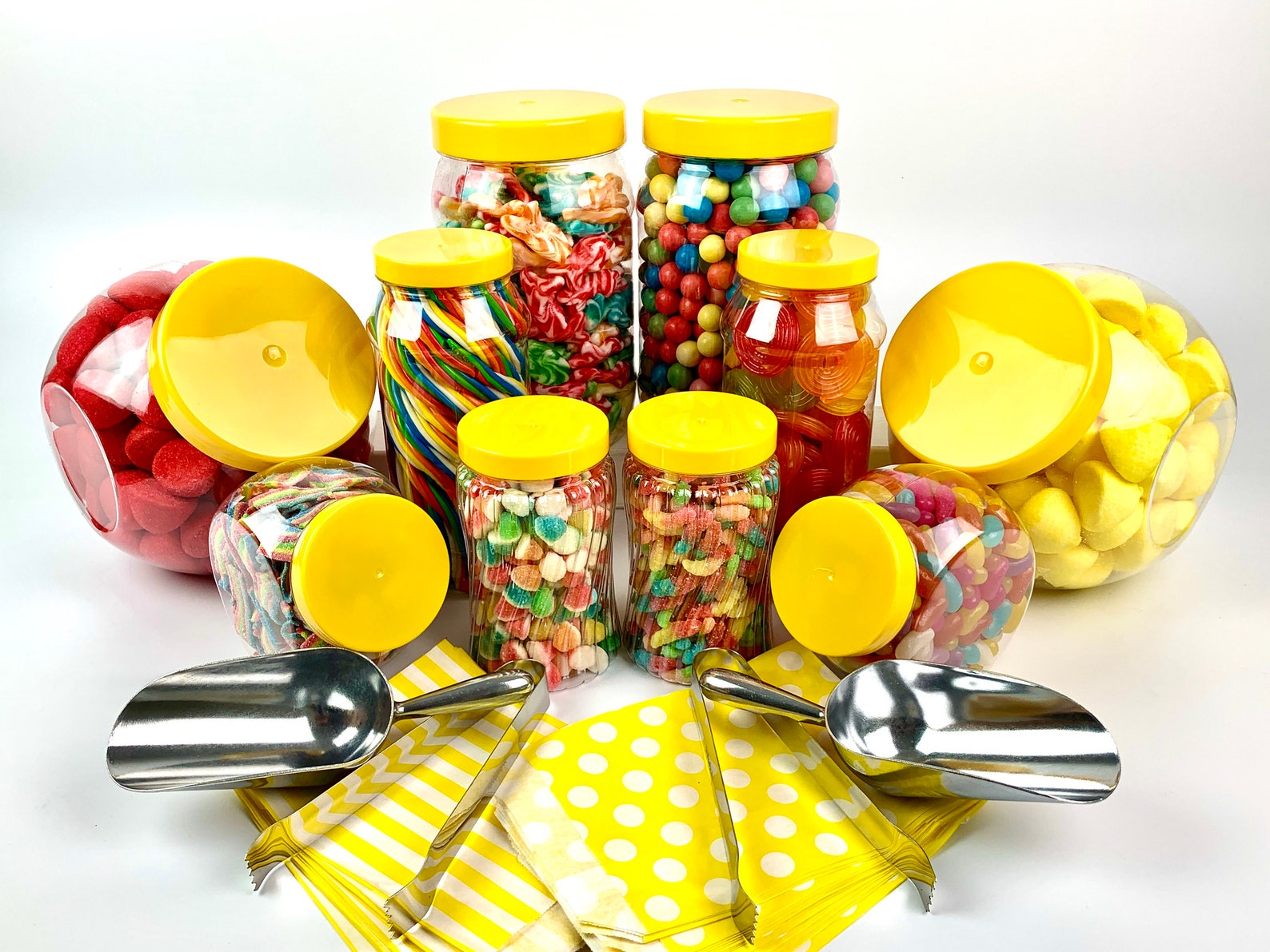 10 Jar Variety Plastic Sweet Candy Jar Kit Yellow Lids 2 Etsy