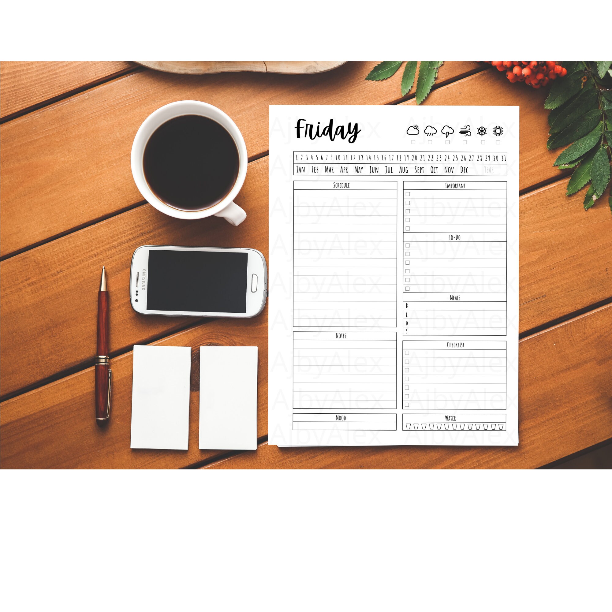 minimalist daily planner pages 7 day printable aesthetic