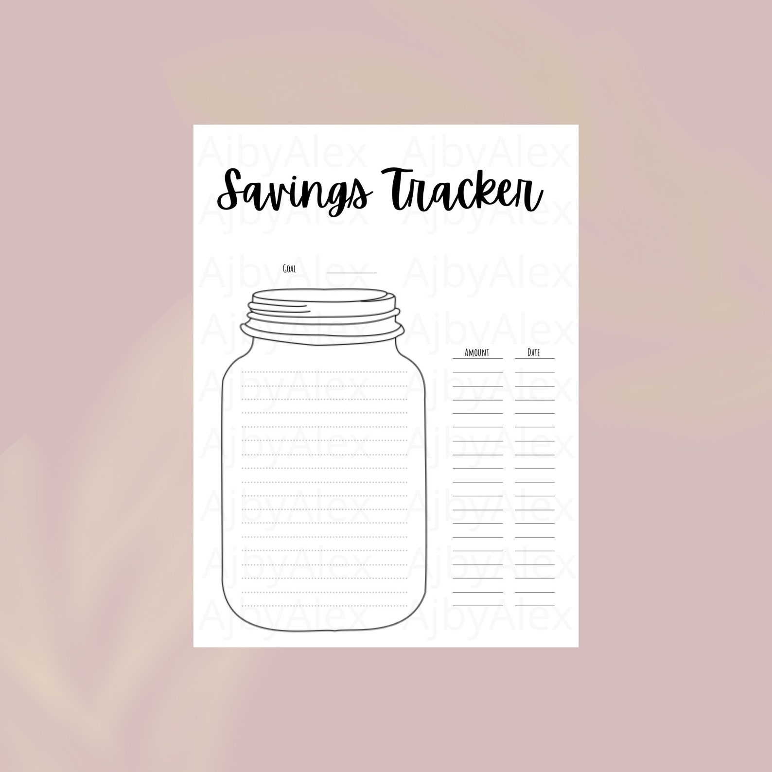 Savings Jar Printable Savings Goal Tracker Emergency Fund | Etsy