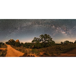 Milky Way Over Enchanted Rock Panorama - Star Trails Texas Hill Country Fredericksburg Llano Night photography Long Exposure Wall Hanging