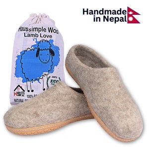 Handmade Gray Wool Felt Ankle Boots for Comfy Indoor/Outdoor Office Felted Wool Slippers w/ Rubber Sole, Sheep Wool Clogs, Cozy Unisex Shoes