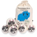 Handmade Wool Dryer Balls with Cat Face, Natural Fabric Softener, Set of 6