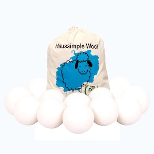 Pack of 12 Extra Large Organic Wool Dryer Balls - Plain White Design, Eco-Friendly Merino Wool, Reusable & Handmade in Nepal