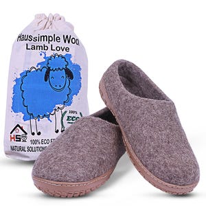 Handmade Gray Wool Felt Ankle Boots for Comfy Indoor/Outdoor Office Felted Wool Slippers w/ Rubber Sole, Sheep Wool Clogs, Cozy Unisex Shoes
