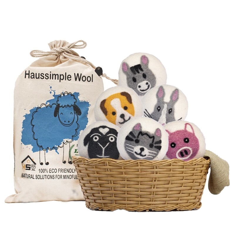Dryer Balls Set of 6 | Organic Laundry Supplies | Fabric Softener Handmade | Ecofriendly Gift