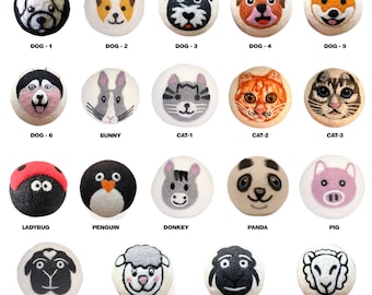 12 Pieces Customize Wool Dryer Balls, Eco-Friendly Cute Animals Design, Natural Fabric Softener