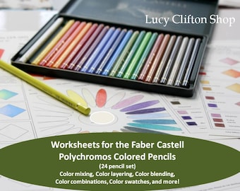 FABER CASTELL POLYCHROMOS colored pencils workbook, Color combinations & Color swatches for the Polychromos 24 Set, Printable worksheets pdf