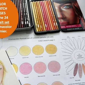 Prismacolor Portrait color swatch sheets , Color swatches for PRISMACOLOR 24 PORTRAIT set, Colored pencil swatch sheets Printable swatch PDF