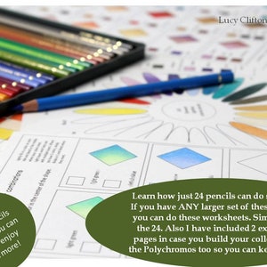 FABER CASTELL POLYCHROMOS colored pencils workbook, Color combinations & Color swatches for the Polychromos 24 Set, Printable worksheets pdf
