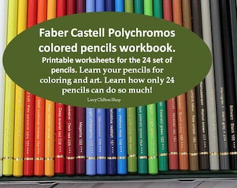 FABER CASTELL POLYCHROMOS colored pencils workbook, Color combinations & Color swatches for the Polychromos 24 Set, Printable worksheets pdf