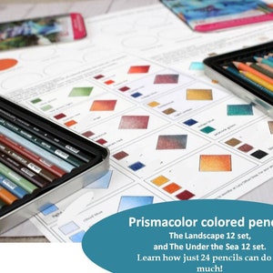 PRISMACOLOR The Landscape set & the Under the sea set colored pencils workbook, Color combinations, Color swatch, Printable worksheets PDF