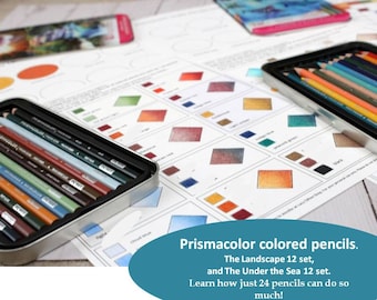 PRISMACOLOR The Landscape set & the Under the sea set colored pencils workbook, Color combinations, Color swatch, Printable worksheets PDF