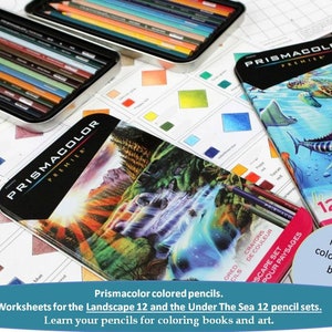 PRISMACOLOR The Landscape set & the Under the sea set colored pencils workbook, Color combinations, Color swatch, Printable worksheets PDF