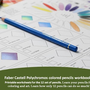 FABER CASTELL POLYCHROMOS colored pencils workbook, Color combinations & Color swatches for the Polychromos 12 Set, Printable worksheets pdf
