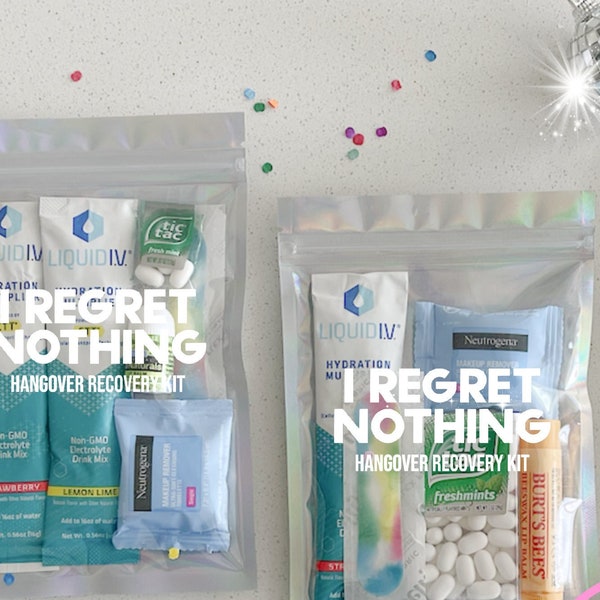 I Regret Nothing Recovery Kit || Hangover Recovery Kit || Hangover Glam Kit || Bachelor Favor || Bachelorette Favor || Party Favor