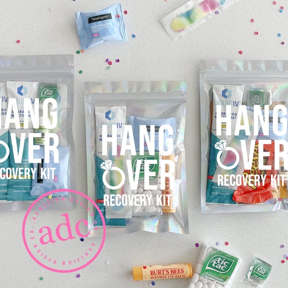 HOUSE OF PARTY Hangover Kit Supplies - 5 Pack - Pre-Filled Hangover Kit  Bags for Bachelorette Party Favors, Wedding, Bridal Shower, Engagement