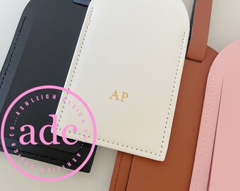 Monogram Luggage Tag || Luggage Tag with Matching Passport Holder || Personalized Leather Luggage Tag
