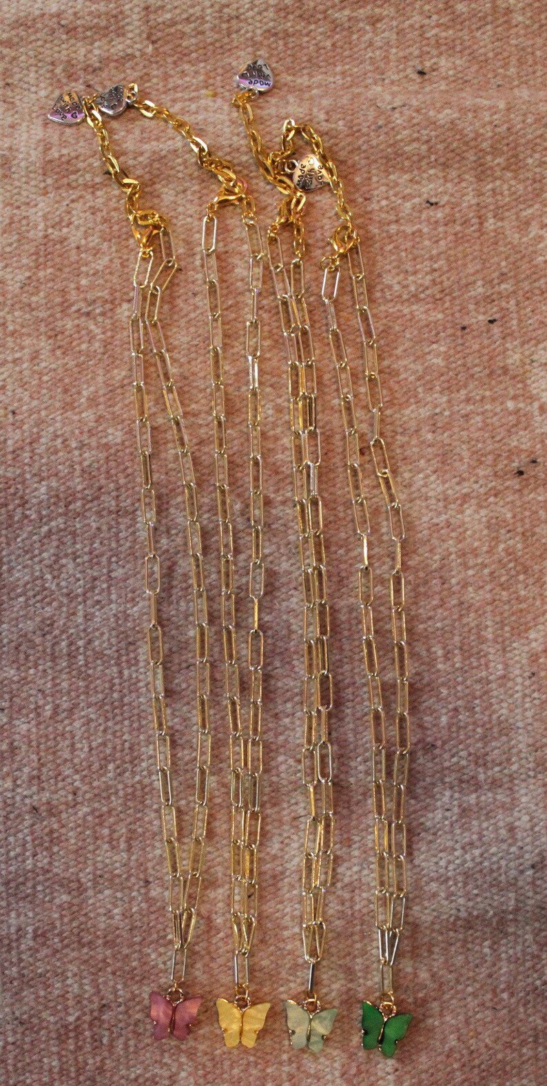 Butterfly Necklace on Gold Paperclip Chain