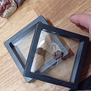 Ematite botrioidale, campione minerale del Regno Unito in scatola trasparente, esemplare scozzese, etichettato.