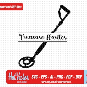 Metal detector clipart, treasure hunter image for personal and commercial use, instant download, clip art cut file for crafters