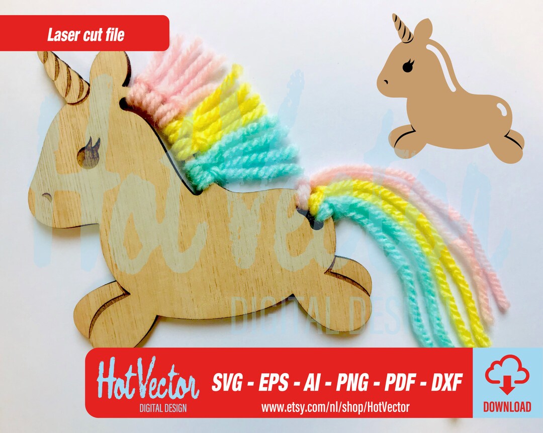 Cute Unicorn, Laser Cut Craft File, Ai, Eps, Dxf, Svg, Png, Pdf, for