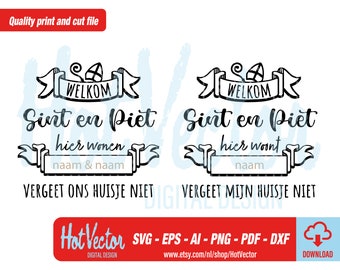 Sint en Piet Cut File: Welkom Sinterklaas Clipart (Digital Download)