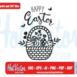 Ostern Korb Clipart, Ostern Plotterbild für persönlichen und kommerziellen Gebrauch, sofortiger Download, Clip Art geschnitten Datei für Handwerker