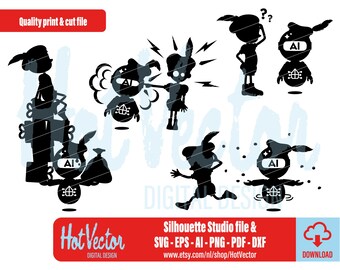 AI Bundle: Sinterklaas Robot Pieten (svg, ai, eps, pdf, png, dxf)