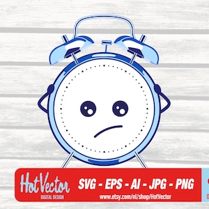 Lindo reloj despertador emoji digital clipart, ai, eps, png, jpg - gráfico para uso personal y comercial, descarga instantánea, arte de clip de artesanos