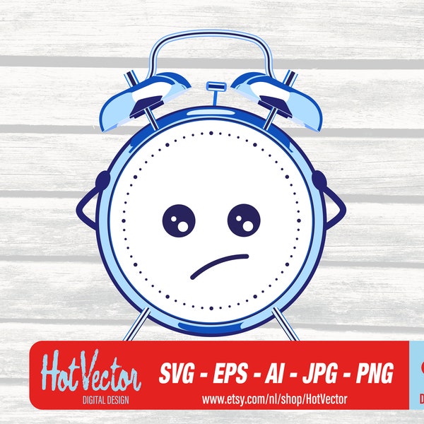 Cute alarm clock emoji digital clipart, ai, eps, png, jpg - graphic for personal and commercial use, instant download, crafters clip art