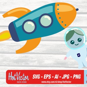 lindo cohete astronauta digital clipart, gráfico de vivero de niños para uso personal y comercial, archivo de arte de clip diy de descarga instantánea para artesanos