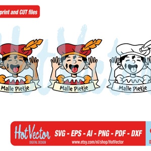 Malle Pietje jongensset, svg, png, ai, eps, pdf, dxf, cut-bestand voor hobbyisten, kwaliteitsafdrukbestand, persoonlijk en commercieel gebruik, instant download