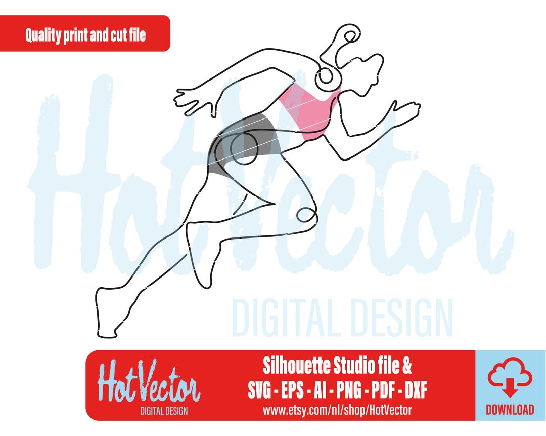 Woman Athlete Line Art: Sport Graphic Illustration (digital Download ...