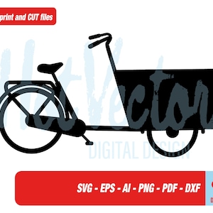 cargo bike clipart digitale, svg, ai, eps, pdf, png, dxf, stampa e immagine plotter per uso personale e commerciale, download istantaneo