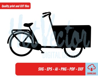 cargo bike digital clipart, svg, ai, eps, pdf, png, dxf, print and plotter image for personal and commercial use, instant download