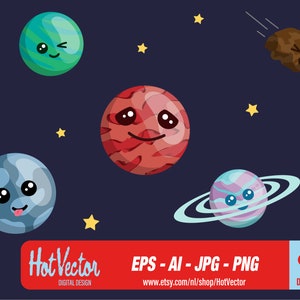 Planet space clipart - DIGITAL DOWNLOAD - ai, eps, png, jpg - free commercial use