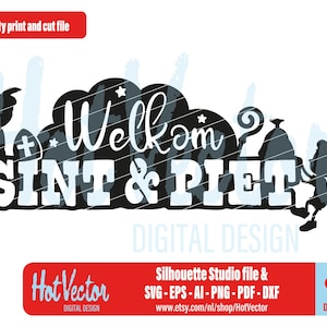 Welkom Sint & Piet digitale clipart, Sint-plotter en afdrukbestand, persoonlijk en commercieel gebruik, instant download