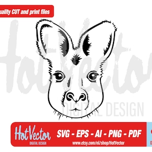 Niedliche Känguru Kopf digitale Clipart, Australien Grafik für persönlichen und kommerziellen Gebrauch, sofortiger Download, geschnittene Clip Art Datei für Handwerker