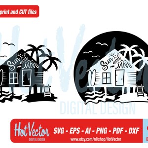Beachhouse digital clipart, svg, ai, eps, pdf, png, dxf, print and plotter image for personal and commercial use, instant download