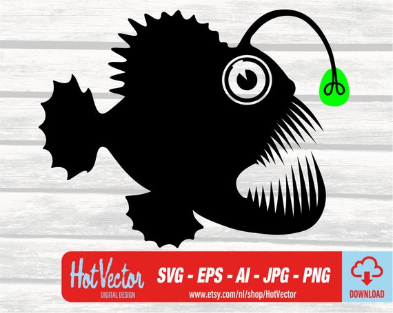 Scary Lantern Angler Fish Digital Clipart, Sea Graphic for Personal and  Commercial Use, Instant Download, Cut Clip Art File for Crafters 