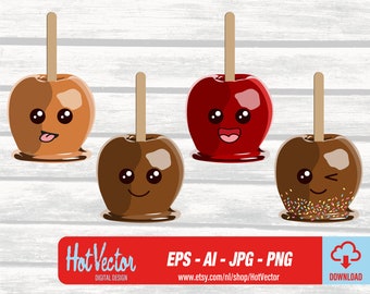 Caramel candy apple images - ai, eps, png, jpg - DIGITAL DOWNLOAD - free commercial use